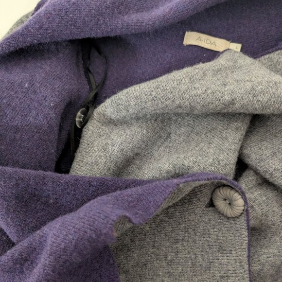 A Ida Wrap Cardigan Womens Size Large Gray Wool Blend Stretch Asymmetrical - Picture 3 of 11